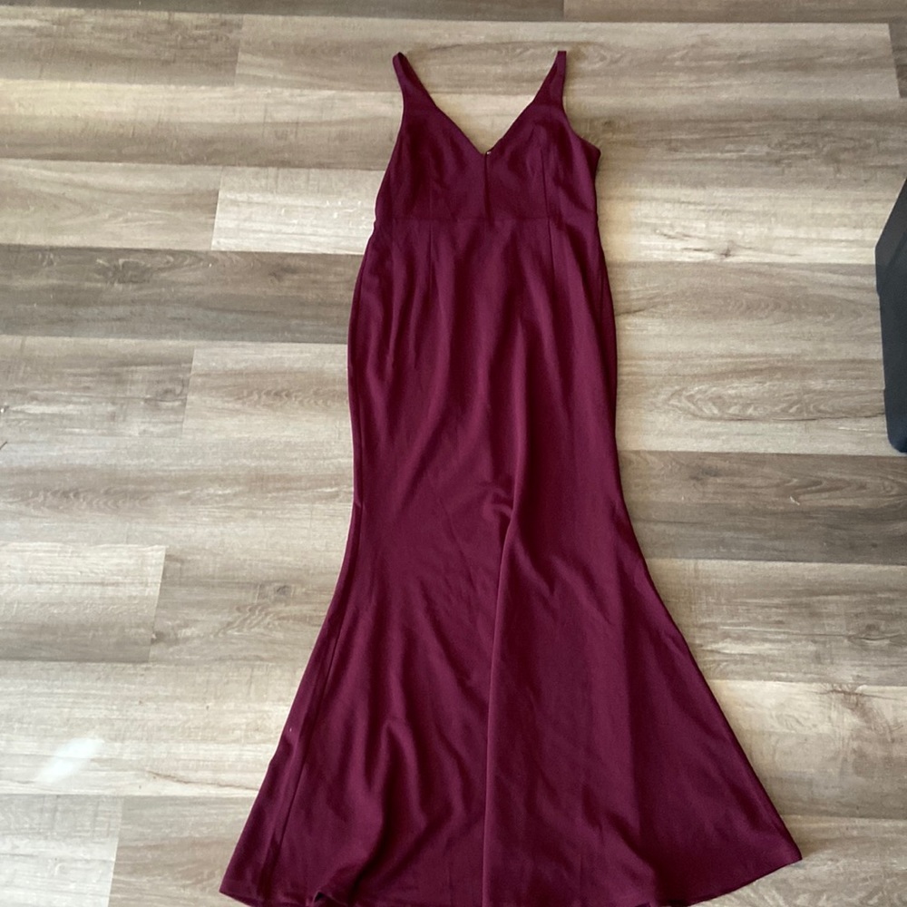 Large wine colored V neck dress